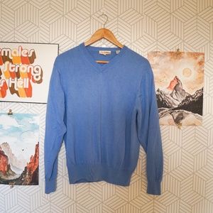 Peter Millar Blue Silk v-neck Sweater Medium